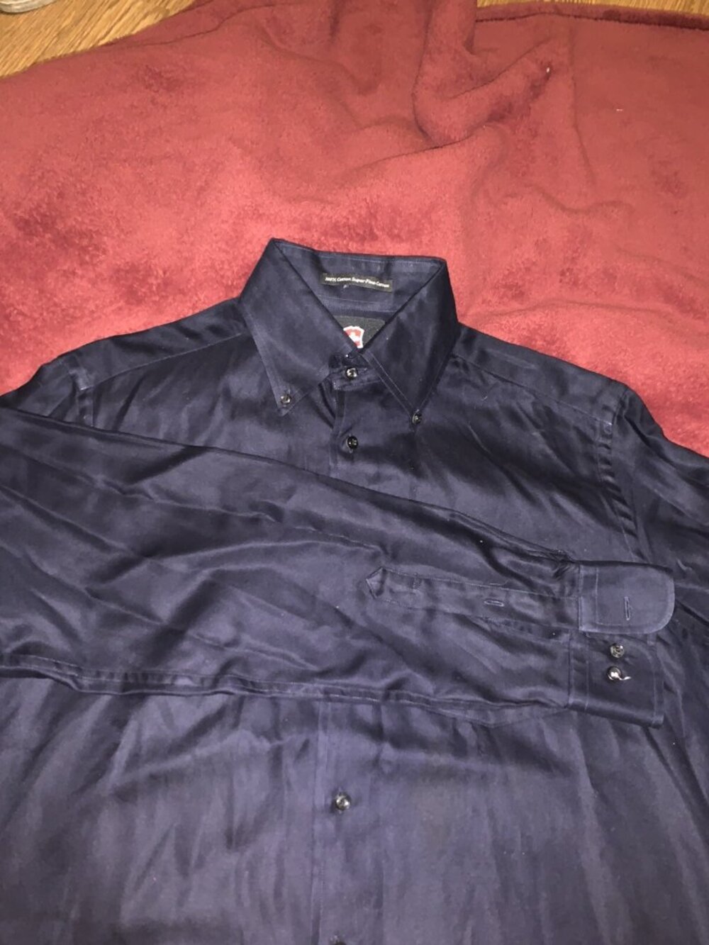 Victorinox Small Black Tailored Fit Button Long Sleeve Shirt Button Collar